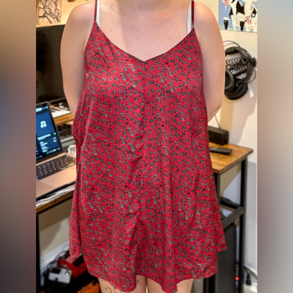 Red Floral Slip Dress